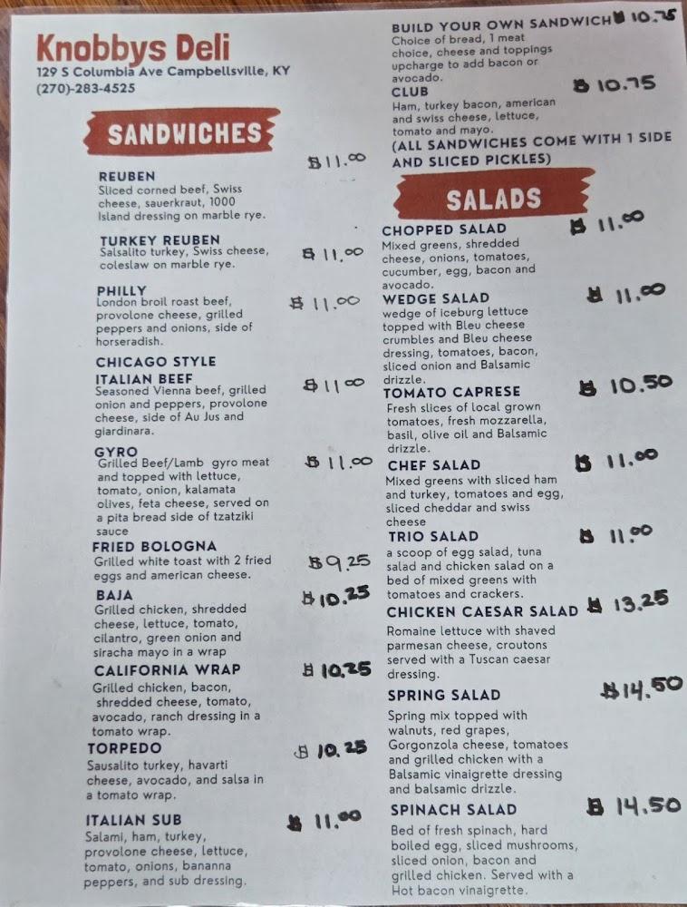 Knobby's Deli Menu image 1